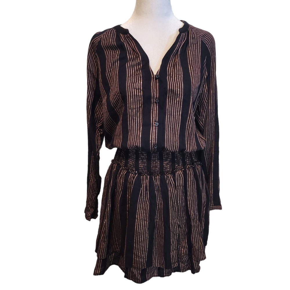 Euc Rails Midas Metallic Stripe Elastic Waist V-N… - image 2